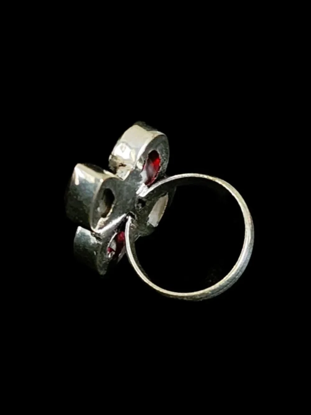 Vntg 90s Chunky Sterling Silver Multi-Stone Cluster Statement Cocktail Ring S-7